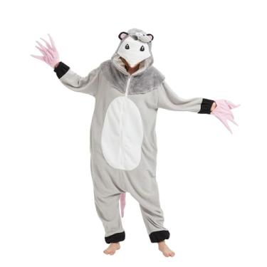 Imagem de AMAMHAHAVA Pijama fofo de gambá para adultos, Halloween, cosplay, Natal, novidade, roupa de noite, fantasia de carnaval, Ogambá de rosto peludo de desenho animado, Large