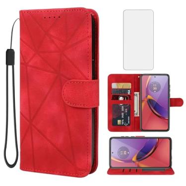 Imagem de Wanyuexes Capa para Moto G84, Motorola G84 XT2347 Capa carteira com protetor de tela de vidro temperado, pele sensação de pele flip suporte suporte para cartão de crédito capa de telefone para