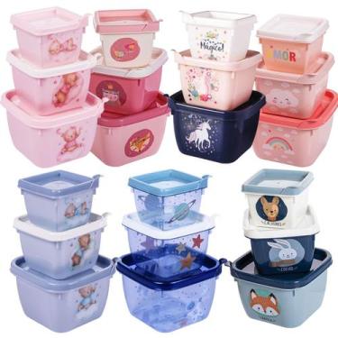 Imagem de Potes de Papinha 3 Unidades Empilháveis 140 270 470ml para Micro-Ondas