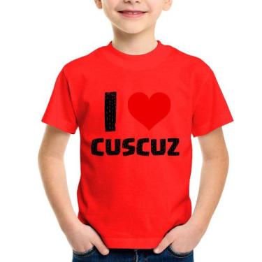 Imagem de Camiseta Infantil I love cuscuz - Foca na Moda, Vermelho, 6