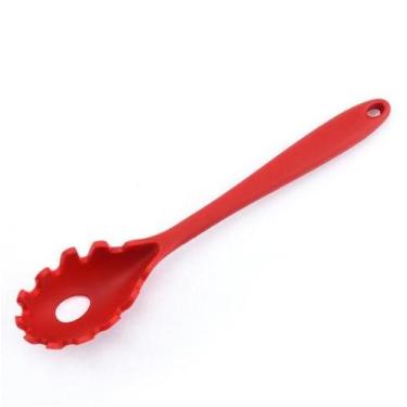 Imagem de Colher Pegador De Macarrão Silicone Vermelho Cozinha Multiuso 29cm - M