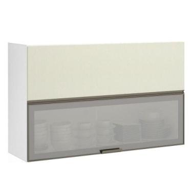 Imagem de Armário Basculante 120cm 2 Porta Prata Branco Polar C/Kash - LUCIANE M