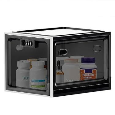 Imagem de Zmains Caixa de bloqueio de medicamentos, caixa de bloqueio de medicamentos com código, cofre de cozinha, geladeira, lanche, caixa de bloqueio para casa e escritório, caixa de bloqueio preta para