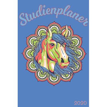 Imagem de Studienplaner 2020: Wochenplaner zum notieren, organisieren und planen ca. DIN A5 6x9. Kalender/Terminkalender/Monats- / Tagesübersicht/Kontakt- ... listen/Design : Mandala Pferd Bunt