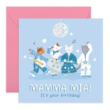 Imagem de CENTRAL 23 Cartão de aniversário de disco fofo - "Mamma Mia It's Your Birthday" - presentes para mulheres, ela, melhor amiga, irmã, tias, mãe, prima - dança - Vem com adesivos divertidos