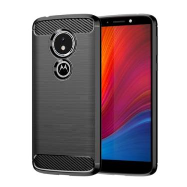 Imagem de Vavies Capa para Moto G6 Play, para Motorola E5, capa de fibra de carbono, capa fina e macia de TPU com absorção de choque, capa de telefone à prova de choque para Motorola Moto E5 preta