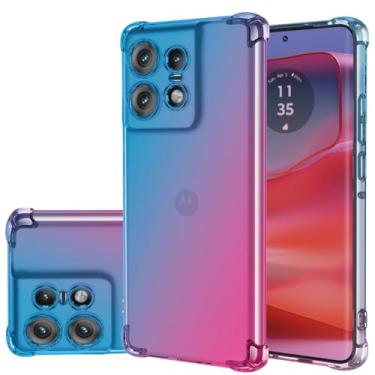 Imagem de Gufuwo Capa para Moto Edge 50 Pro, capa fofa para Motorola Edge 50 Pro, meninas, mulheres, gradiente, fina, antiarranhões, capa protetora à prova de choque para Motorola Edge 50 Pro 5G azul/rosa