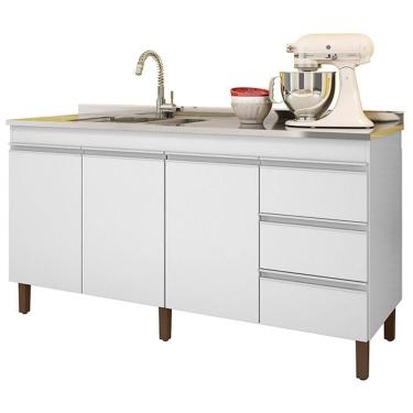 Imagem de Balcão Karen Para Pia 1,59cm 3p 3g Branco Plla