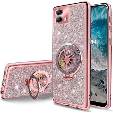 Imagem de FLYING FLIER Capa de celular brilhante brilhante com glitter para Motorola Moto G Power 5G 2024 Fidget Spinner alívio de estresse, capa com suporte giratório para crianças e adultos para Moto G Power