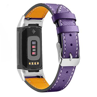 Imagem de Pulseira de substituição compatível com Fitbit Charge 6/Charge 5 para mulheres e homens, pulseira esportiva ajustável de couro genuíno para Charge 6/Charge 5 Tracker P, grande, mulheres e homens