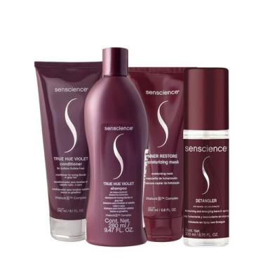 Imagem de Kit Senscience True Hue Violet Shampoo Condicionador Máscara 200 Leave