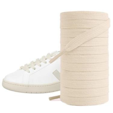 Imagem de UamGlsob 2 pares de cadarços de algodão para tênis de cano alto, cadarços de substituição para calçados esportivos Campus 00s (bege, 160 cm)