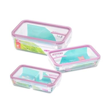 Imagem de Conjunto 3 Potes Herméticos Sanremo 730ml 820ml e 1,24L Rosa Academia Alimentos Mantimentos Marmita