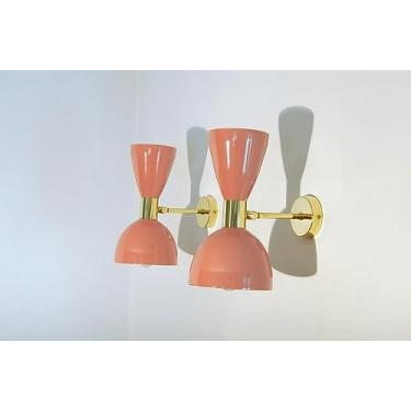 Imagem de Conjunto de 2 luminárias de parede de latão italiano Diabolo de meados do século 1950