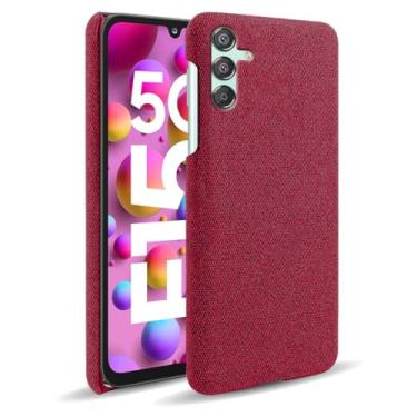 Imagem de Capa para Samsung Galaxy M15,Capa desenhada em lona,Case Protetora Ultrafina com Empunhadura Macia,Design em Tecido Antichoque e Antiarranhões-Red