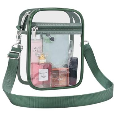 Imagem de AROUVOG Bolsa transparente para eventos de estádio masculina e feminina bolsa transversal transparente aprovada para estádio bolsa transparente à prova d'água, Verde, Medium