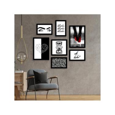 Imagem de Kit 7 Quadros Decorativos Placas Feminis Ohlala - Pri D'cora, Cinza