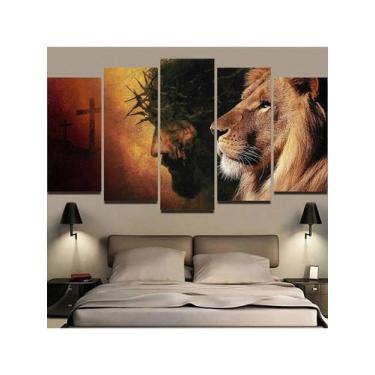 Imagem de Quadros Decorativos Leão de Judá Jesus Mosaico Sala Quarto - Pri D'cor