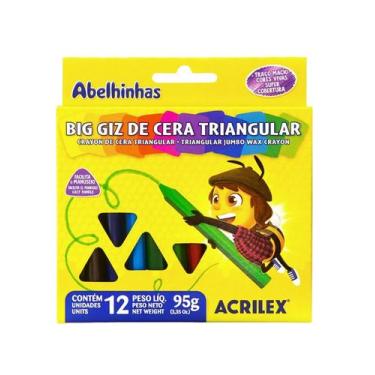 Imagem de Giz de Cera Triangular Jumbo 12 Unidades - Acrilex, Cera colorida não 