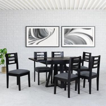 Imagem de Conjunto Sala De Jantar Mesa Extensível 105/148 Tampo Vidro 0
