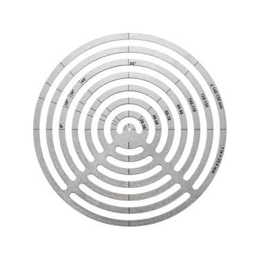 Imagem de StryiCarvingTools Modelo de régua de círculos de aço inoxidável para ferramentas de artesanato de couro, estêncil de régua multicírculo com graus, ferramenta de corte de cantos de couro, réguas