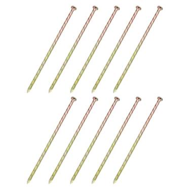 Imagem de uxcell 10 peças de pregos de cerca, aço carbono de 19 cm, espiral de aço carbono, pontas de haste em espiral para reparo de piso de casa, madeira, cor zinco