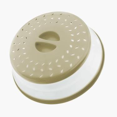 Imagem de Capa dobrável para respingos de micro-ondas, capa de placa de micro-ondas com saída de vapor, silicone e plástico sem BPA (cinza bege, 26 cm)