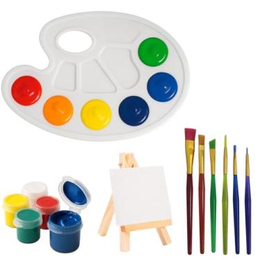 Imagem de Kit de Pintura Artístico Completo – Paleta com 10 Cavidades, 6 Tintas Guache, Tela 13x13 cm e Pincéis Variados