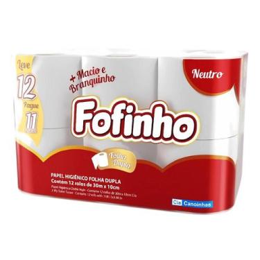 Imagem de Papel Higienico Folha Dupla Neutro Fofinho 30M 12 Unidades