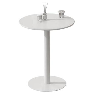 Imagem de Mesa de bar redonda moderna, mesa de jantar de balcão para café da manhã, mesa alta de coquetéis para casa, cozinha, quarto, café, espaços pequenos - branca