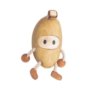 Imagem de IEUDNS Boneca de estátua de banana de madeira, ornamento, decoração para casa, escultura colecionável, estatueta de frutas para armário, cozinha de fazenda,