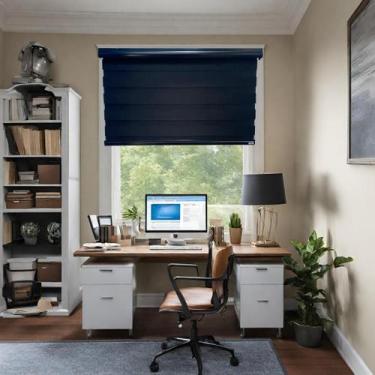 Imagem de Persiana Rolo Double Vision Zebra Sunny Total Preta 160 (L) X 160 (A) 