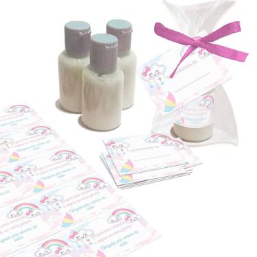 Imagem de Kit 10 de Lembrancinhas Mini hidratante Chuva de amor Para Aniversários Mesversário Chá Revelação e Eventos	