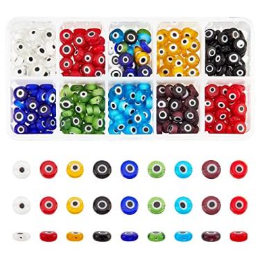 Imagem de NBEADS 1 fio (cerca de 41 peças) azul plano redondo mal olhos feito à mão de vidro luminária contas berloques espaçador contas para pulseiras colar fabricação de joias, Mixed Color -- Evil Eye Beads