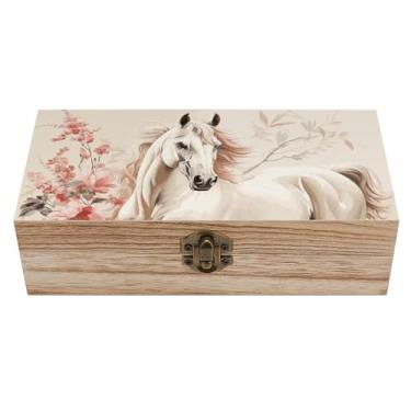Imagem de FZQVSGW Caixa de lembrança de madeira, caixa de armazenamento de imagem de cavalo, com tampa e dobradiça, caixas decorativas, baú de madeira, portátil, caixas de joias para artesanato, passatempos
