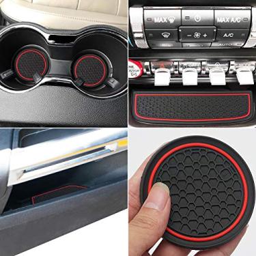 Imagem de Tapetes antipoeira Auovo para Ford Mustang 2019 2018 2017 2016 2015 personalizável Porta Compartimento Tapetes Tapete Tapetes Interior Acessórios (5 peças/conjunto)Auovo vermelho TP02-FMMAT