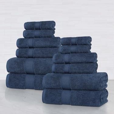 Imagem de SUPERIOR Oregon Conjunto de toalhas de algodão orgânico de 12 peças, toalhas pesadas para uso diário do banheiro, absorvente, essencial de banho ecológico de pelúcia, inclui 4 banheiros, 4 mãos, 4