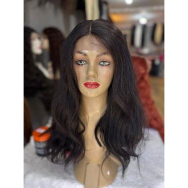 Imagem de Front lace peruca preta castanho curta babyhair lisa ondulada - JU, CA