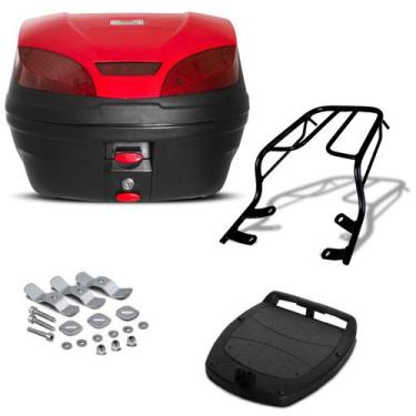Imagem de Baú 30 Litros Pro Tork + Bagageiro Sansão Motos, VERMELHO, YBR 125 FAC