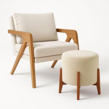 Imagem de Kit Poltrona e Puff Decorativo Escritório Sala Recepção Aira - Online 