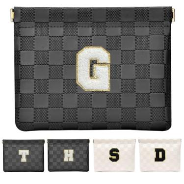 Imagem de HIGH FIT Bolsa de cosméticos de couro para bolsa, bolsa de maquiagem inicial organizador de acessórios cosméticos para batom, Preto, G