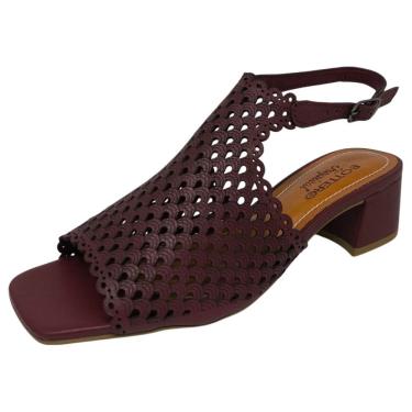 Imagem de Sandália Feminina Salto Bloco Couro Moderna Elegante Bottero