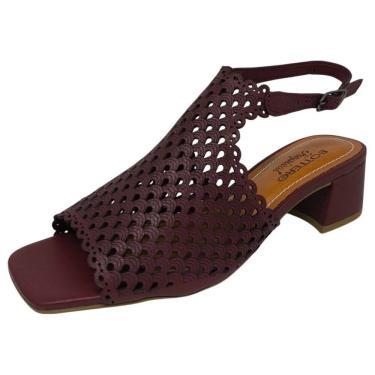 Imagem de Sandália Feminina Salto Bloco Couro Moderna Elegante Bottero