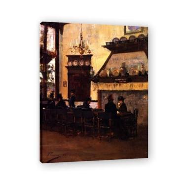 Imagem de International Cafe John Lavery Iconic Realist Portrait & War Scene Canvas Art – Decoração de parede irlandesa atemporal para casa emoldurada 30 x 39 cm