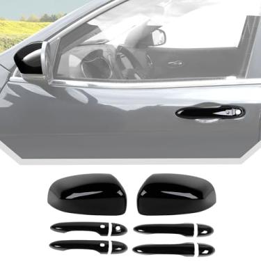 Imagem de JeCar 6 peças para Jeep Compass 2017-2024 tampas de espelho retrovisor preto e kit de acabamento de tampa de maçaneta de porta