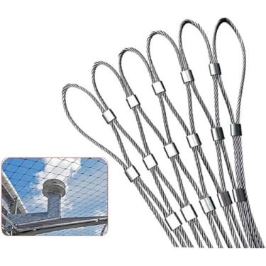 Imagem de 304 Rede De Corda De Aço Inoxidável Flexível, Cabo Flexível Balaustrada Malha Animal Gaiola De Aves Net Varanda Escada Rede De Proteção De Corda De Aço, H2xL7m/H6.56xL22.96ft