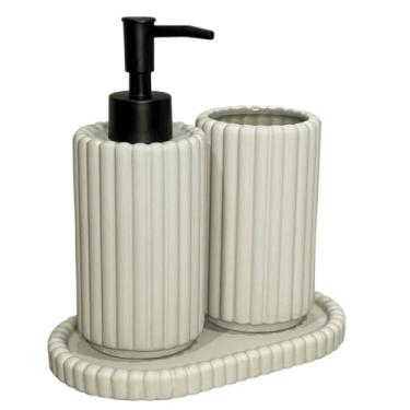 Imagem de Kit Banheiro de Cerâmica Bege 3 peças - Casambiente