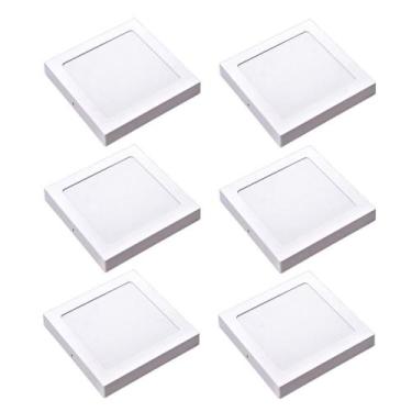 Imagem de Kit 6 Painel Plafon Led Sobrepor Quad Amarela 3000K 18W 22Cm - Avant