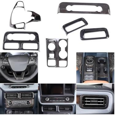 Imagem de Lcojicep Conjunto completo de 7 peças de kit de acabamento interno compatível com Ford Maverick 2022-2025 controle central de ar condicionado painel de engrenagens decoração de tampa de saída de ar
