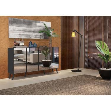 Imagem de Aparador Buffet 4 Portas Retrô Vegas Multimóveis V3559 Preto
